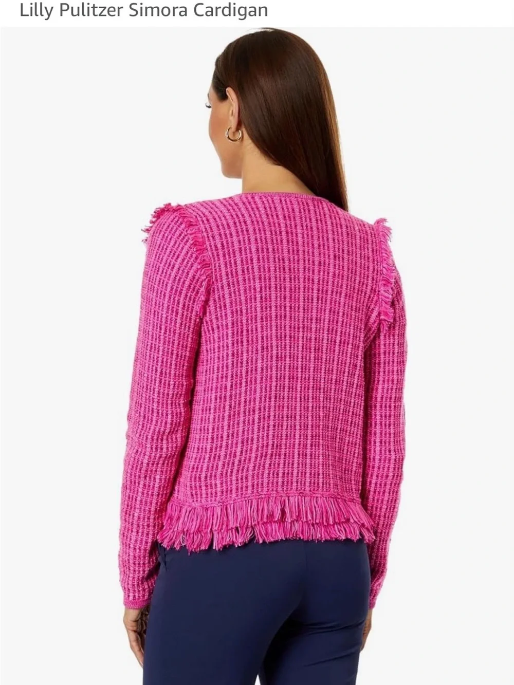 Lilly Pulitzer Hot Pink Simora Fringe Cardigan
